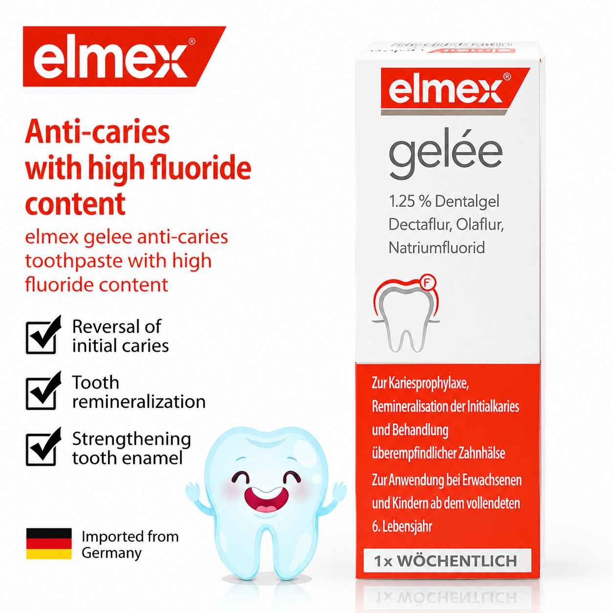 Teeth Whitening Hydrogen Peroxide - Elmex Gelee Gel Fluor Dental 25g