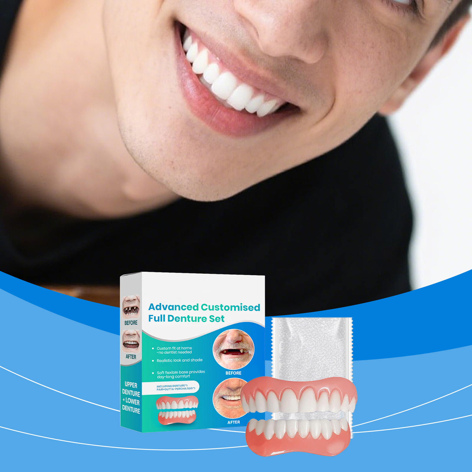 Silicone Denture Set for Upper - Teeth Whitening Veneers reseña y precio