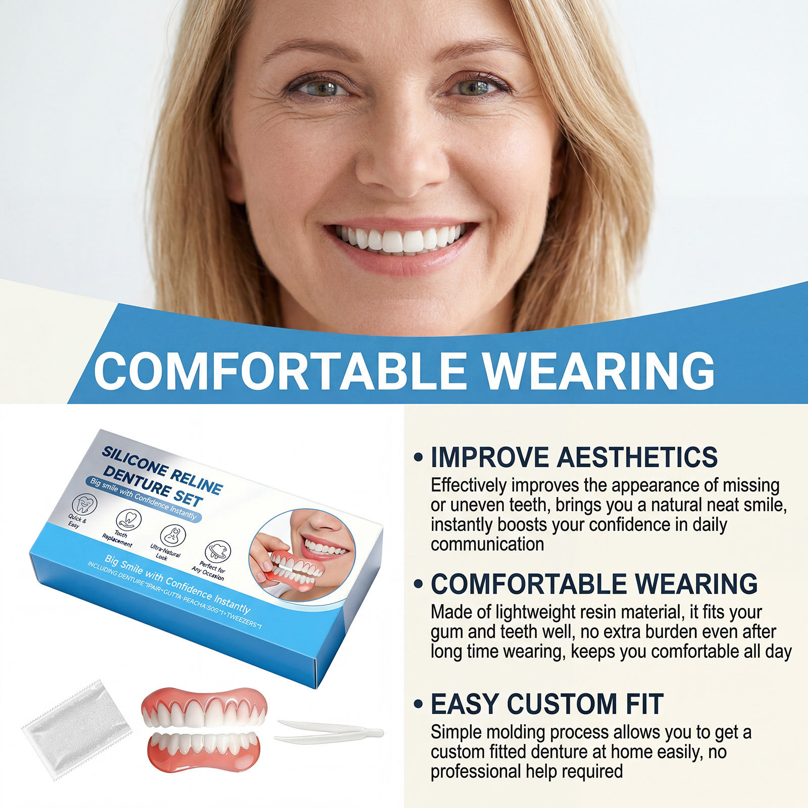 Silicone Reline Denture Set In - Teeth Whitening Veneers reseña y precio