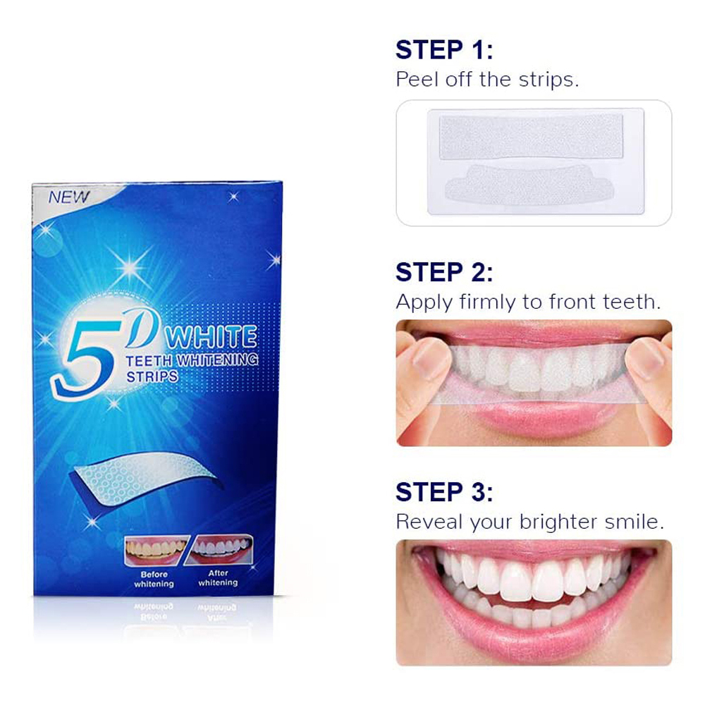 5D White Teeth Whitening Strip - Teeth Whitening Hydrogen Peroxide reseña y precio